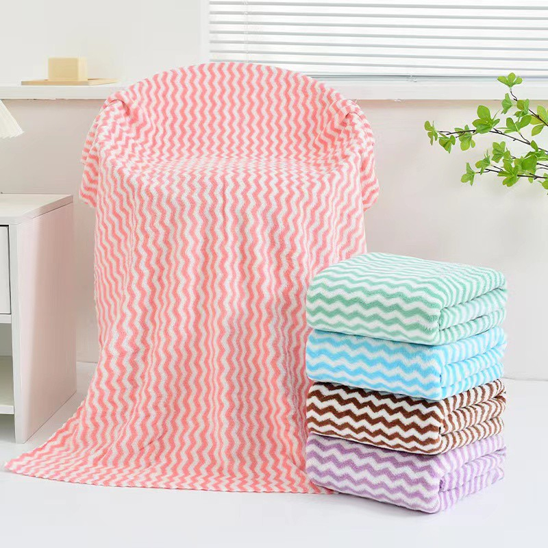 【ZHY】ผ้าขนหนูลายทางสีสันสดใส 【ขนาด140x70ซม.】 ใส่ซับน้ำอย่างดี LS-218