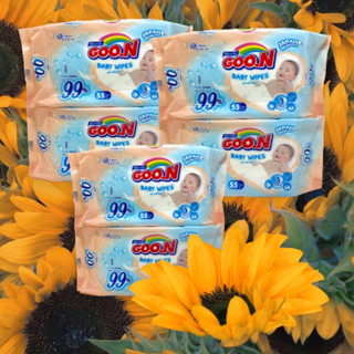 (แพ็ค 6 ห่อ) GooN baby wipes Goo.N กูนน์ กูน ผ้าเปียก ทิชชู่เปียก เบบี้ไวพ์ ห่อละ 55 แผ่น