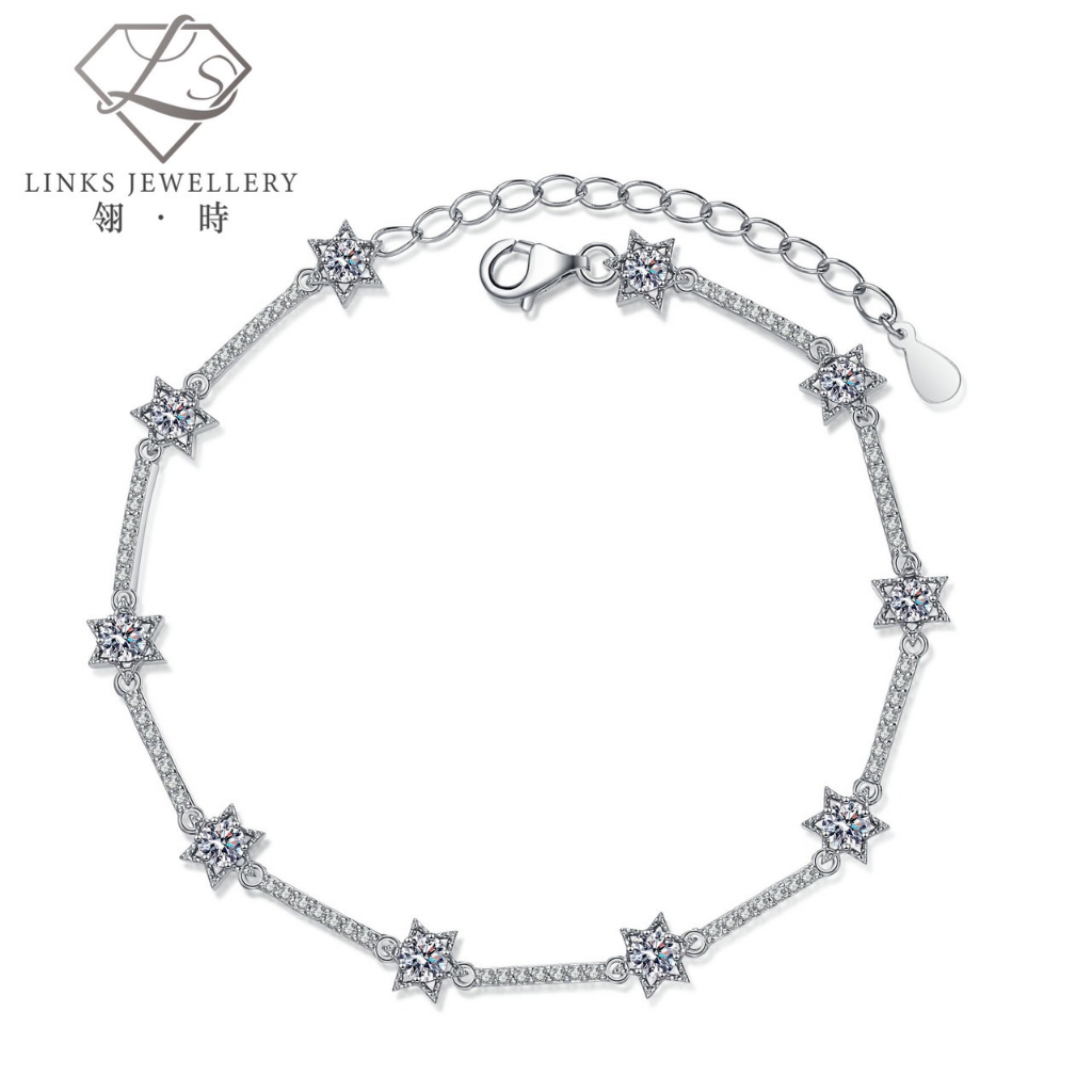 ［Real Moissanite］Can Pass Diamond Test 18K Gold Ten Diamond Star Bracelet MB003 Moissanite Bracelet/