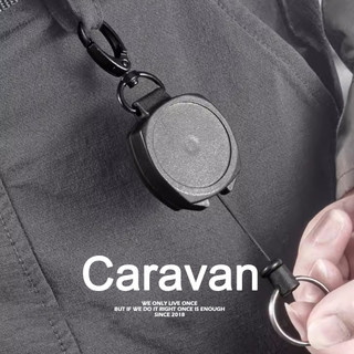 Caravan Crew Retractable key reel Key Chain Steel Cord Recoil Belt Key Ring Badge Holder