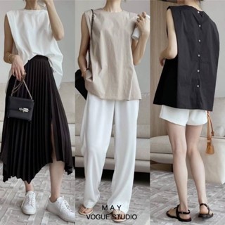 📌เสื้อแขนกุด กระดุมหลัง แต่งจับจีบทรงตรงด้านหน้า ใช้ผ้าคอตตอลเนื้อนิ่มพริ้ว ใส่สบายมากค่ะ