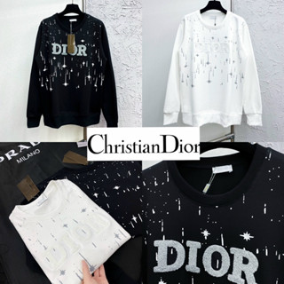 DIOR LONG SLEEVE SHIRT UNISEX 🖤🤍 HIEND 1:1 COTTON 💯 PRINT SCREEN LASER 🎞️ ส่งจากไทย🇹🇭