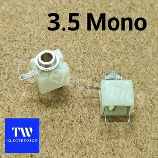 แจ็ค3.5mm TS Monoตัวเมียติดแท่นสีขาว,มินิแจ็คโฟนโมโน3.5มิล,1/8"TS Monoตัวเมียติดแท่น