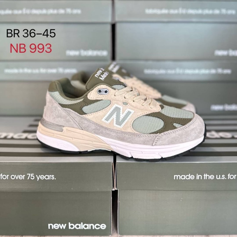 New Balance 993 Cream/Green รองเท้าผ้าใบ