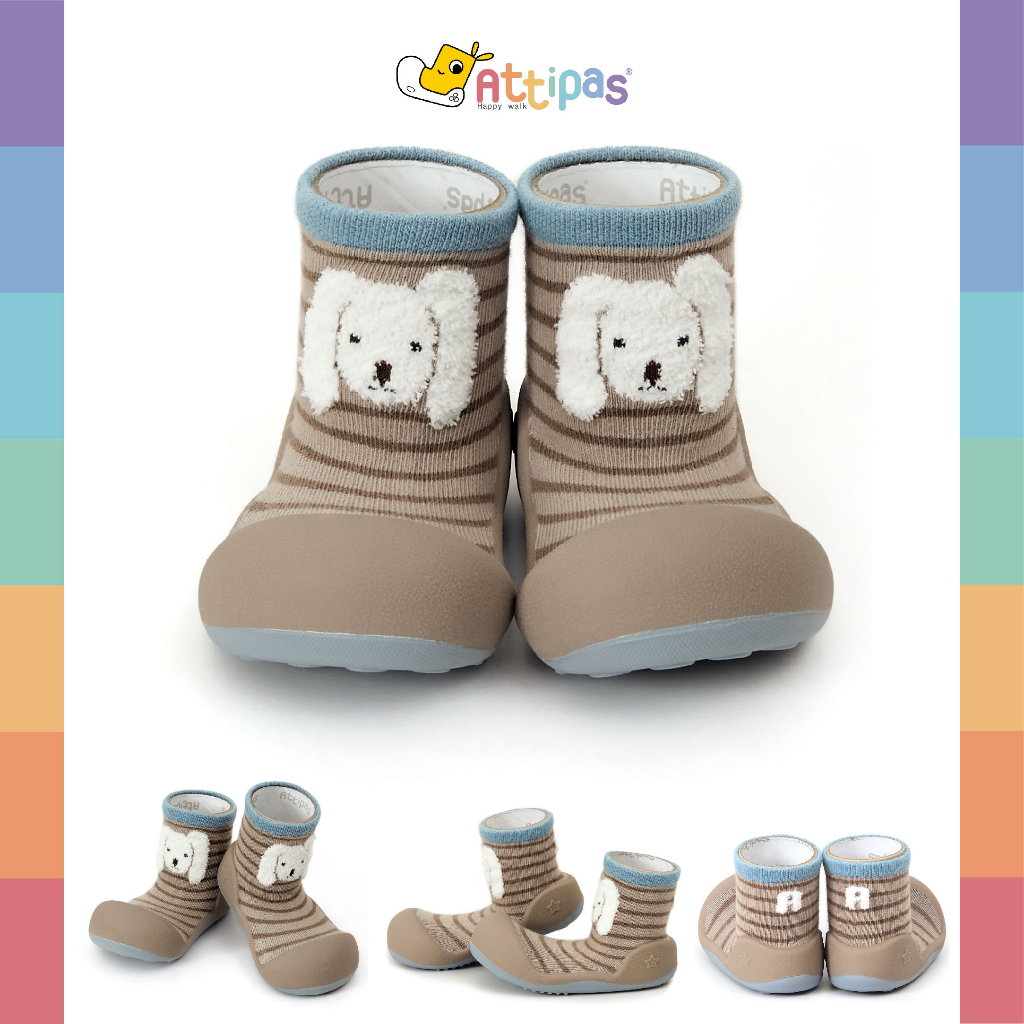 NEW 2023! รองเท้าหัดเดิน Attipas - รุ่นBig Ear Rabbit- [สี :Beige] [รุ่น Premium]