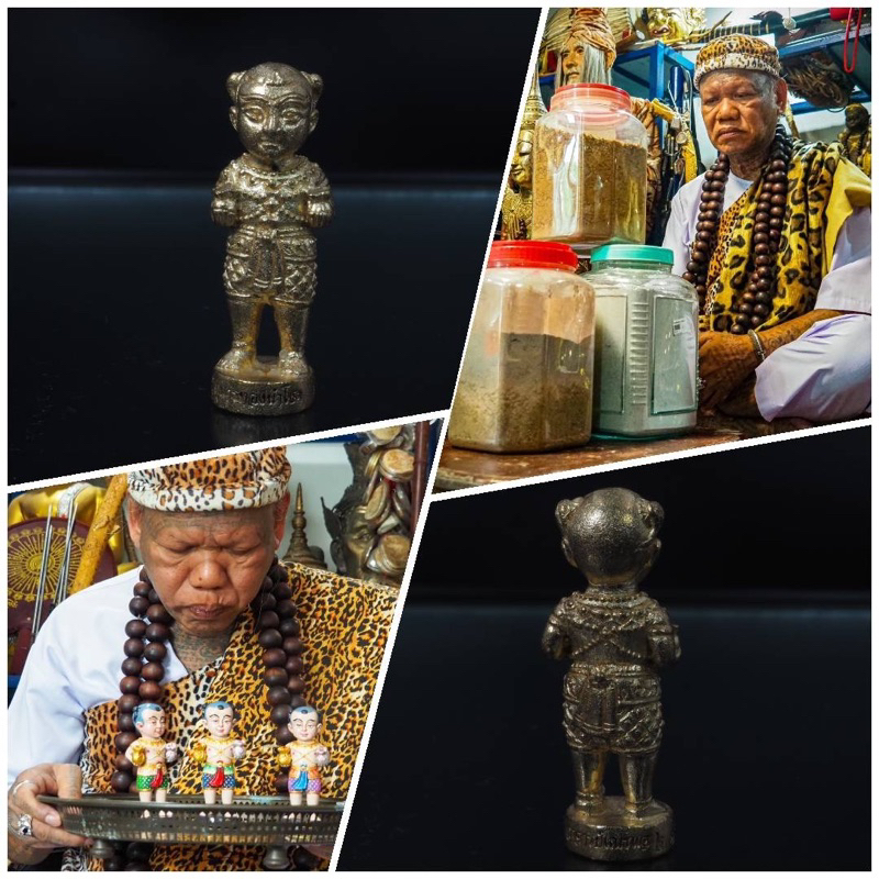 กุมารทองเณรแอ (รุ่นนำโชค) พิมพ์เล็กอุดผงพรายยุคแรก เนื้อทองทิพย์