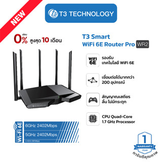 T3 Smart Wi-Fi 6E Router Pro WR2 เราเตอร์ขยายสัญญาณ Wi-Fi 6 สัญญาณอินเตอร์เน็ตรุ่นใหม่เพื่อทุกคน ประกัน 1 ปี