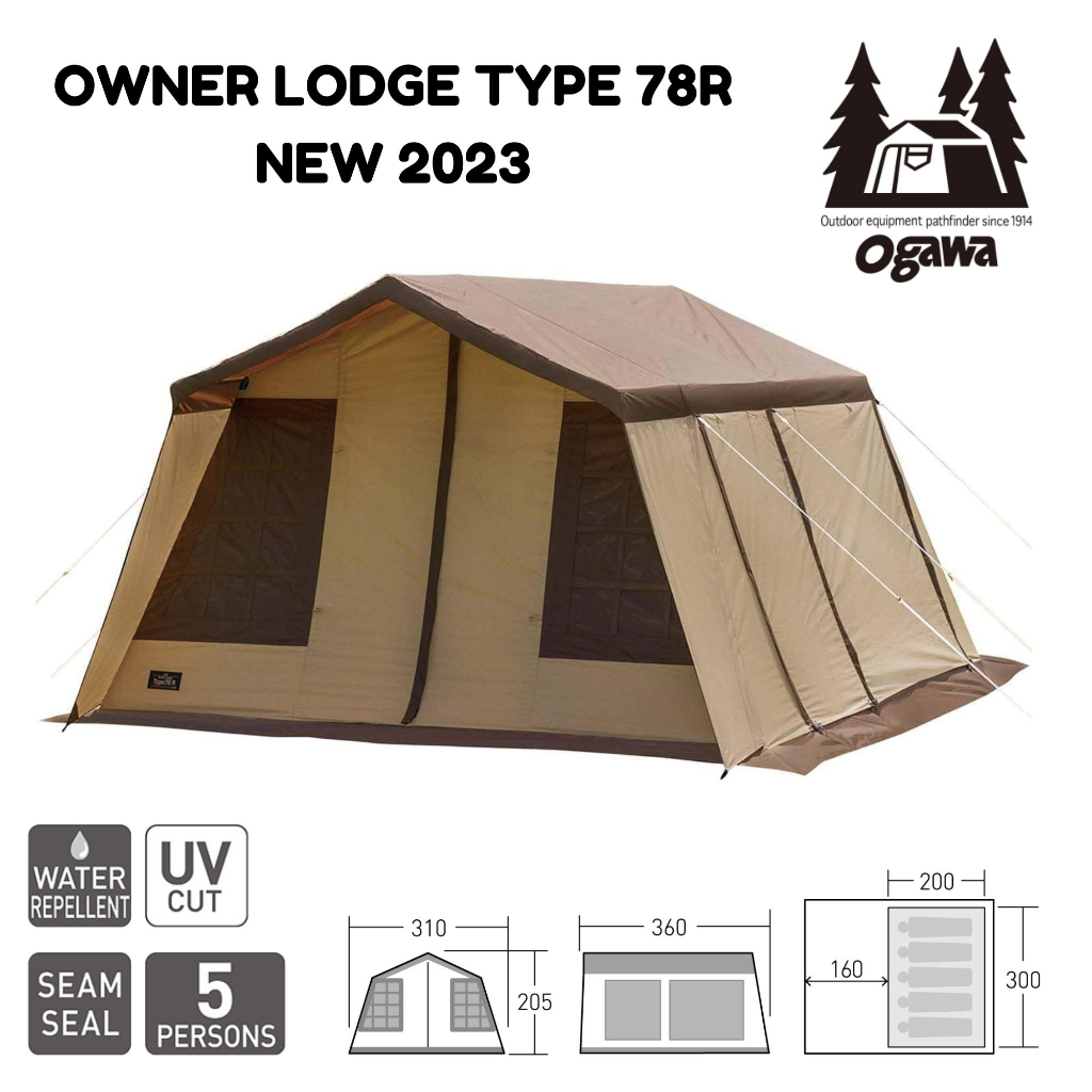 Ogawa 2755 Owner Lodge Type 78R Tent 5 People Sand Beige x Dark Brown พรีออเดอร์