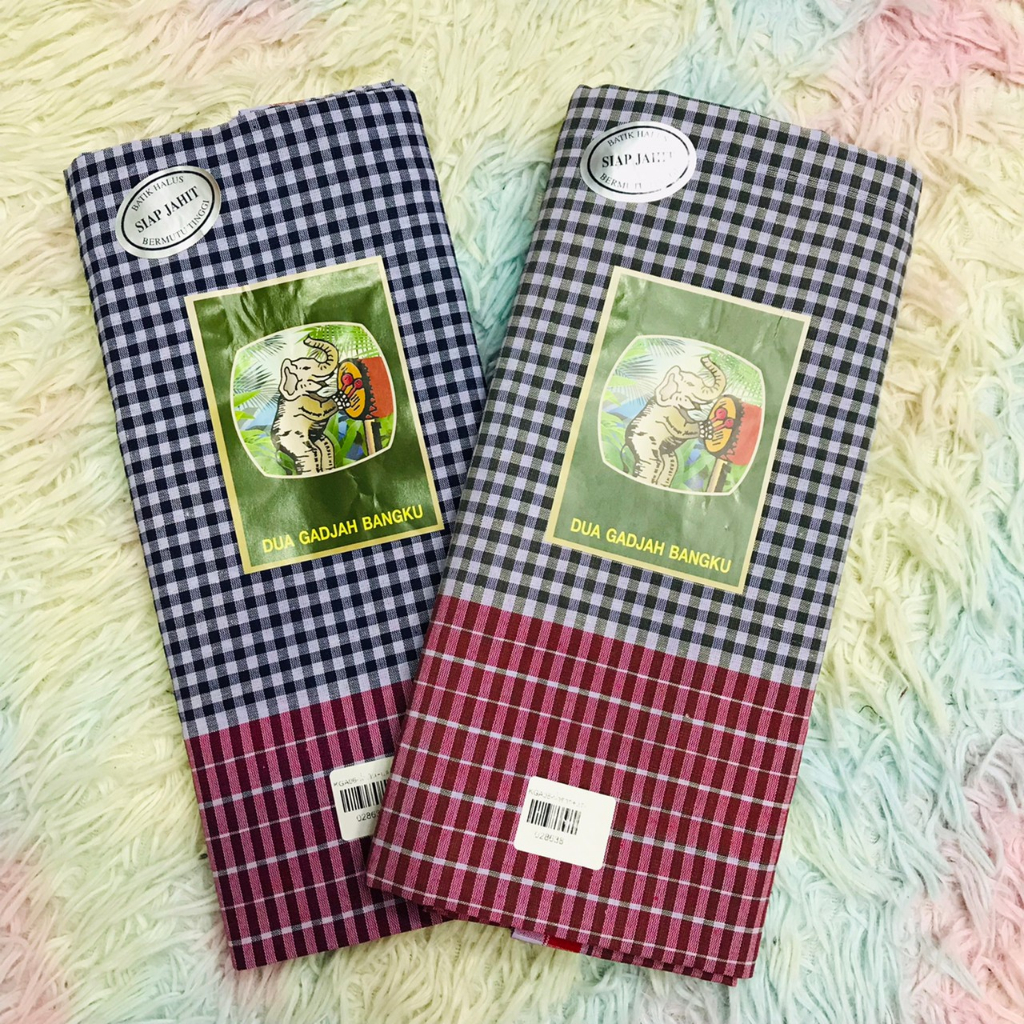 โสร่งผู้ชายผ้าด้าย ตรา DUA GADJAH BANGKU เย็บเรียบร้อยแล้ว สวมใส่สบาย รหัส KGA06-KGA10