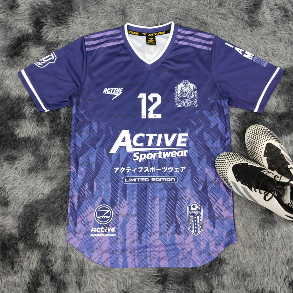 เสื้อกีฬาพิมพ์ลายคอวีชายโค้ง เนื้อผ้าเกรดพรีเมี่ยมสีสดรับประกันคุณภาพจากแบรนด์ N-116