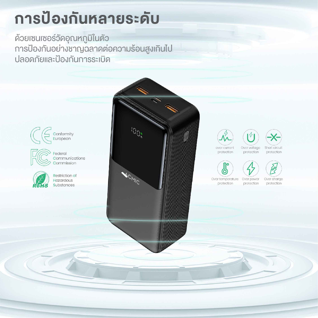 ACMIC AP30-07PD PRO Powerbank 30000mAh พาวเวอร์แบงค์ชาร์จเร็ว PD20W จอ LED จ่ายไฟType-C - รูปที่ 4