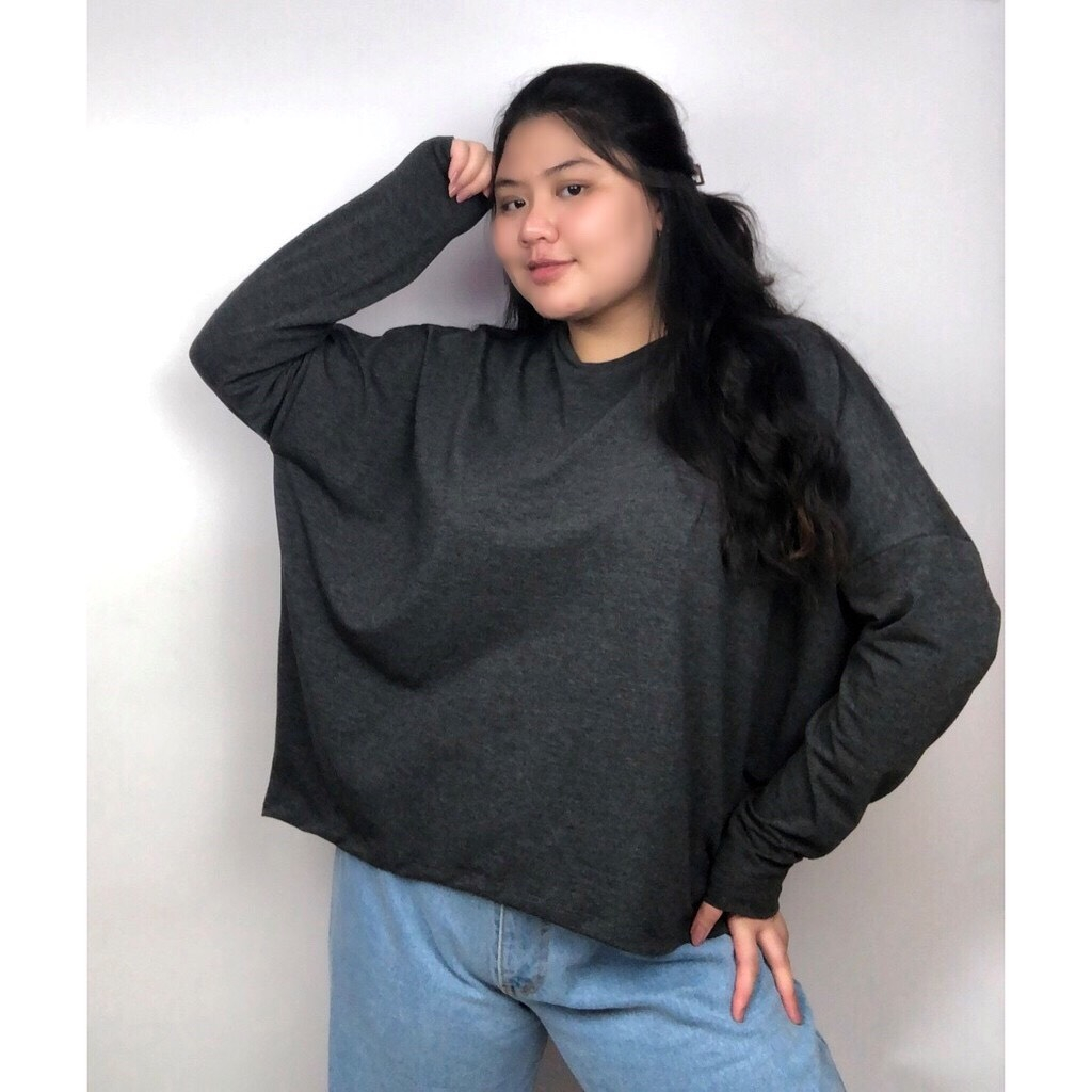 ( ผ้าร่อง / บ่าตกแขนยาว oversize ) เสื้อโอเวอร์ไซส์คอปีน แบรนด์ CHOTYSHOP สินค้าผลิตในไทย QLOTX
