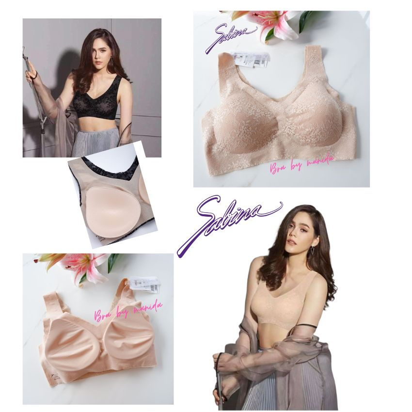 Sabina เสื้อชั้นใน Seamless (ไม่มีโครง) ทรงสวมหัว รุ่น Soft Collection รหัส SBXK110 ลายลูกไม้