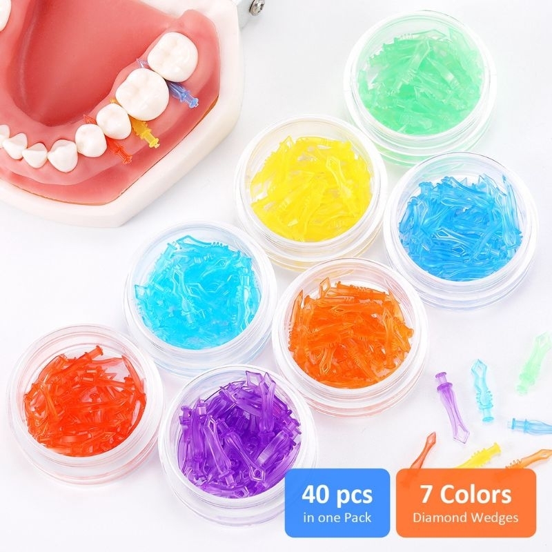 40 Pcs Dental Diamond Wedges Colorful plastic Wedge
