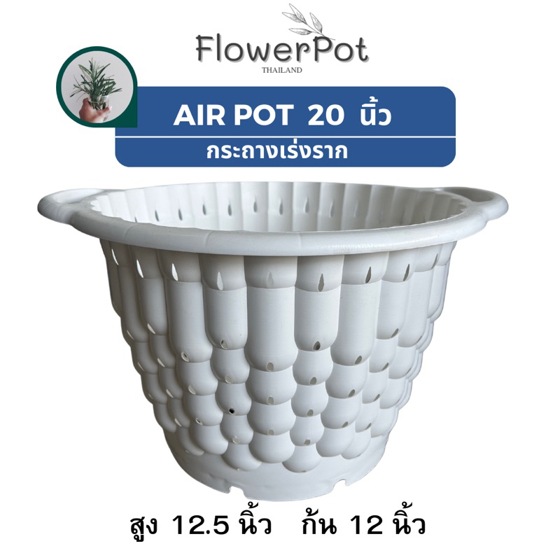 กระถางเร่งราก แอร์พอต 20 นิ้ว สีขาว มีหูจับ