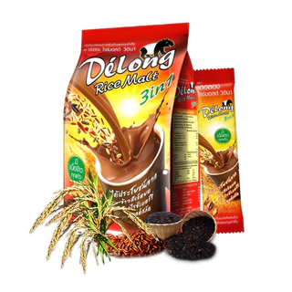 เดอลองเครื่องดื่มมอลต์สูตรหวานน้อย ใยอาหารสูง อร่อย ดื่มง่าย เดอลองไรซ์มอลต์ (12 ซอง/ถุง)
