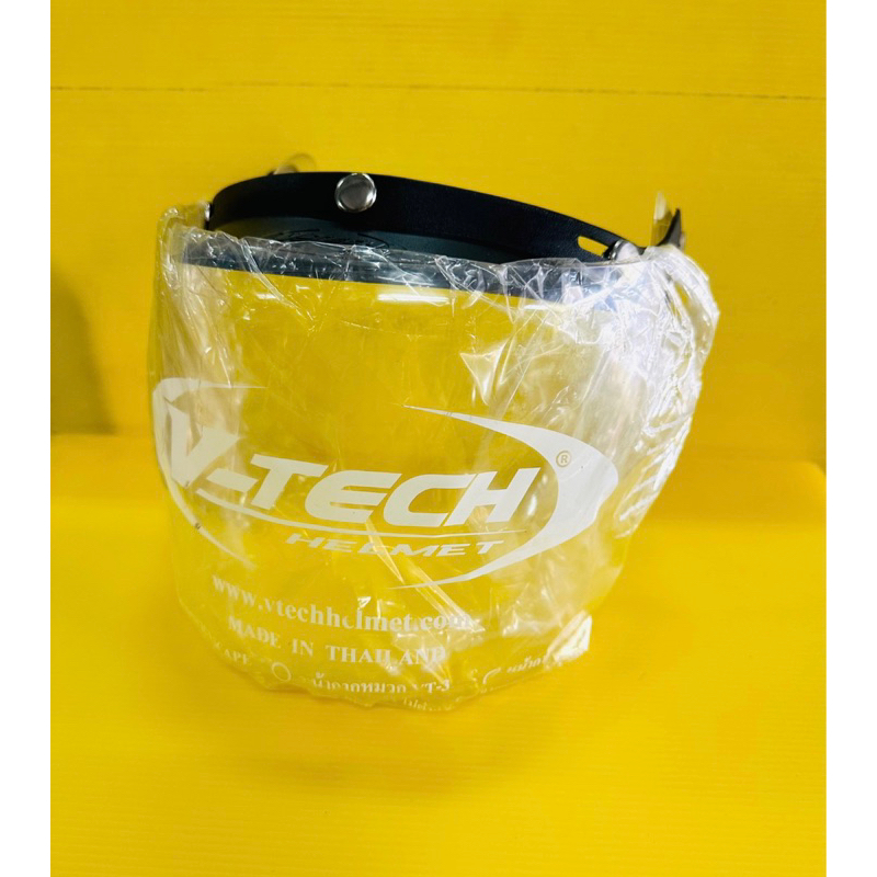 กระจกหมวกกันน็อค วินเทจนิรภัยอย่างดี vtech สีใส แว่นหมวก แว่นหน้าหมวก กระดุม3เม็ด