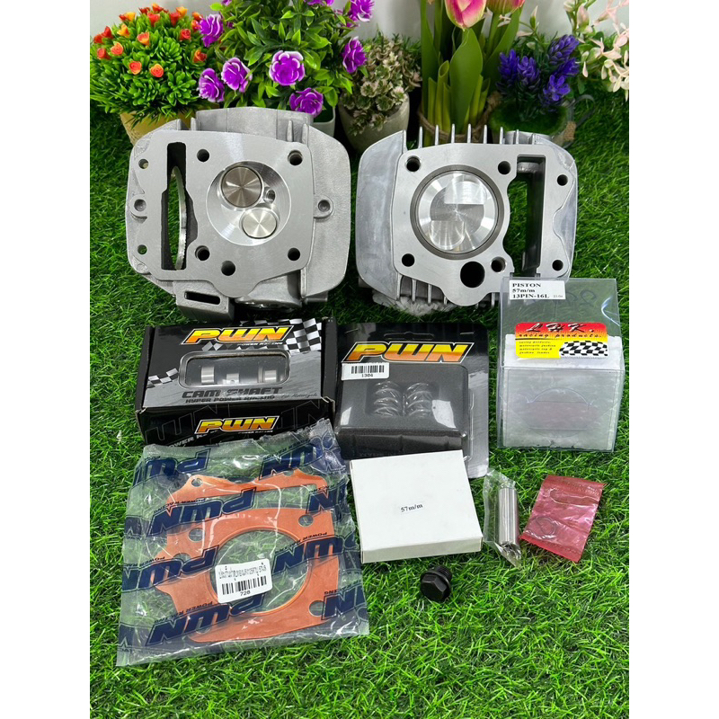 W125ลูก57/2วาล์วหัวนูนลูกLHKสลัก13มิลวาล์ว27-23ปลอกสูบหนา64มิลต้องขยายแคร้ง ใส่125คาร์บูR-S-Xและ125i