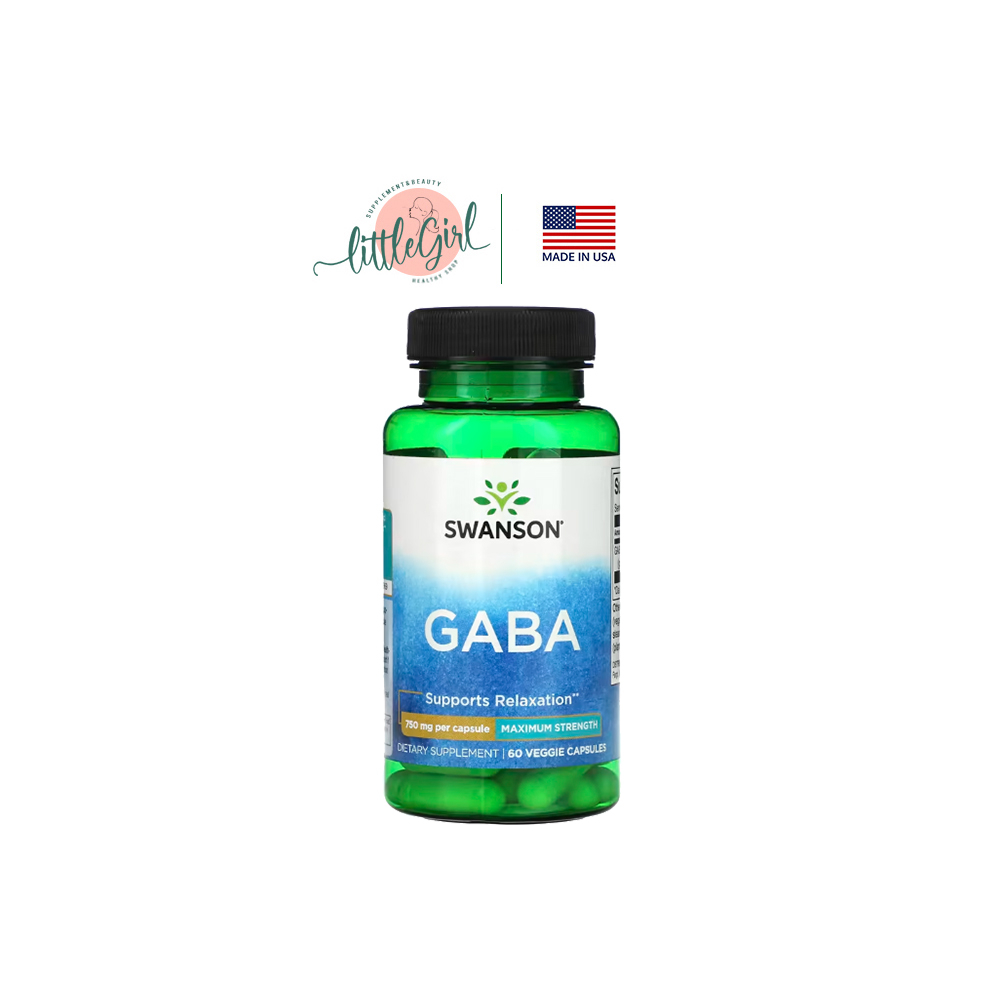 (พร้อมส่ง) Swanson GABA Maximum Strength 750 mg 60 Veggie Strength