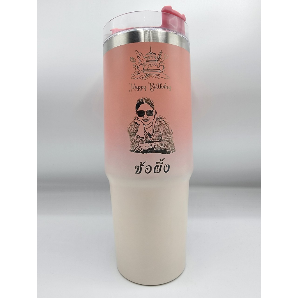 [เลเซอร์2ด้าน] ฝาเกลียวทูโทน30oz แก้วเก็บอุณหภูมิ ออกแบบเองได้ สลักชื่อฟรี