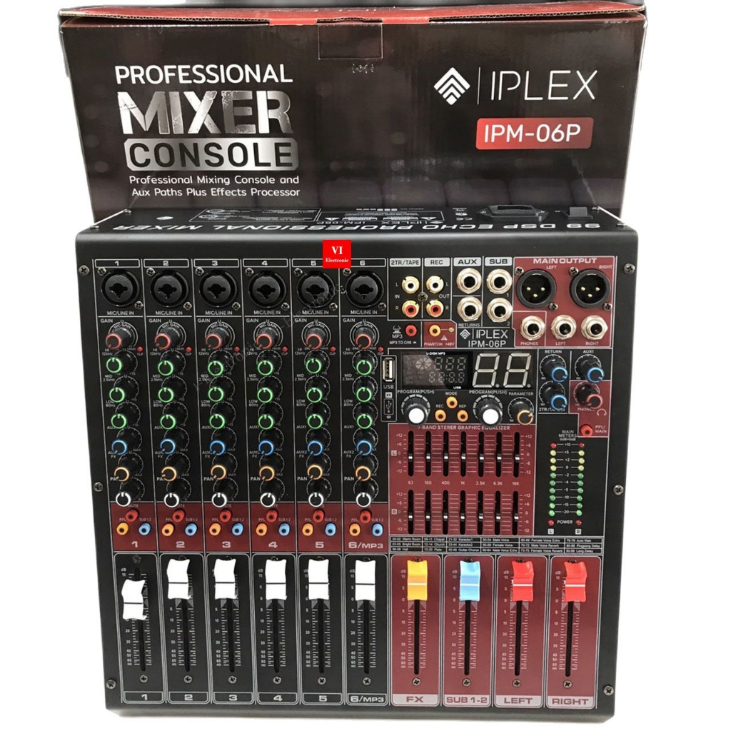 เพาเวอร์มิกเซอร์ IPLEX IPM-06P 6ช่อง มี USB BT EQ และเอฟเฟ็ค Professional Mixing Console and Aux Pat