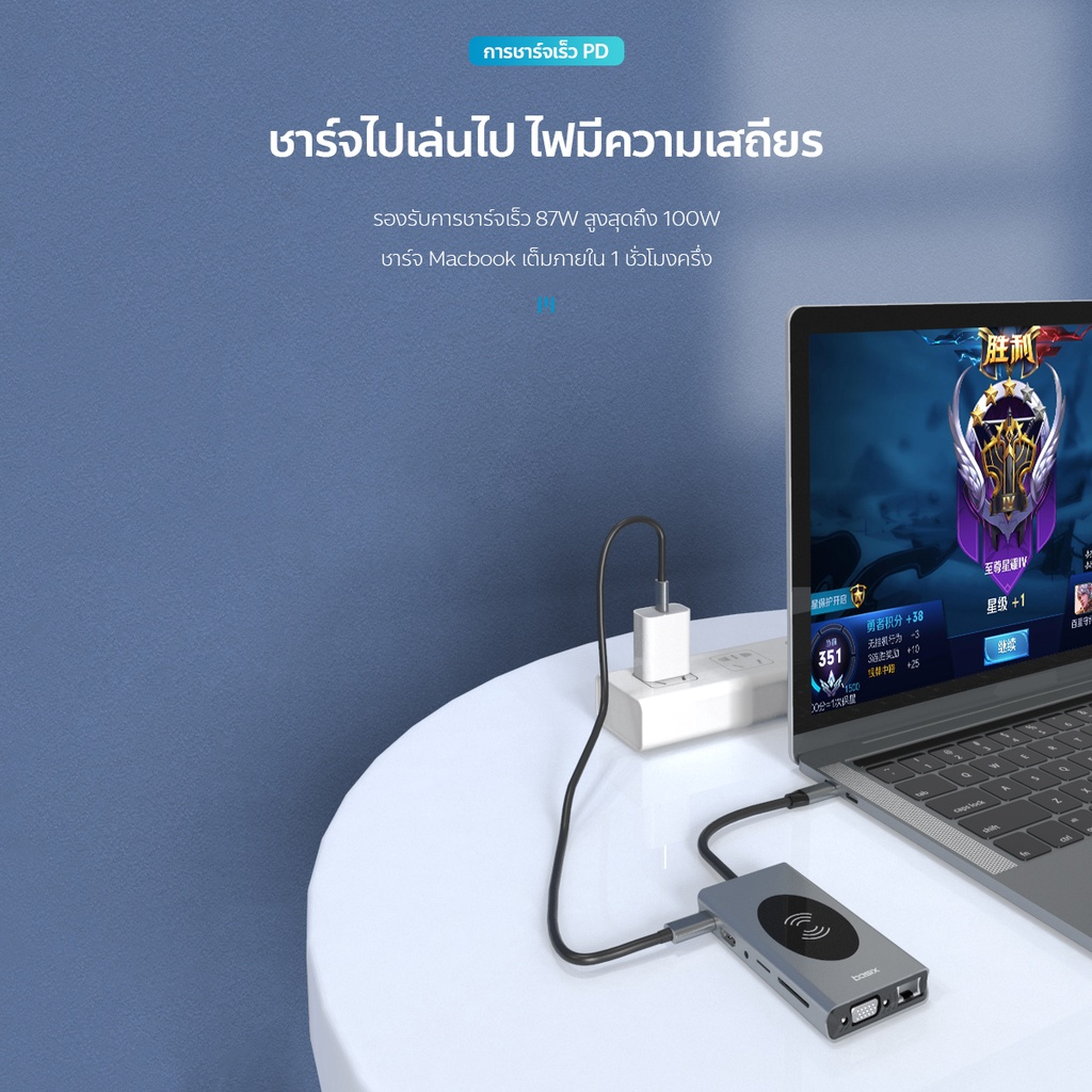 ⚡COD⚡อะแดปเตอร์ฮับ Basix 13in1 Type C hub พอร์ตฮับ รองรับความละเอียดระดับ 4K เชื่อมต่อหลายอุปกรณ์