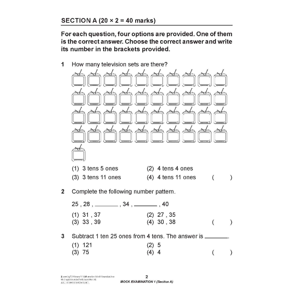 Global Education แบบทดสอบคณิตศาสตร์ภาอังกฤษ ป.1 LEARNING+ Primary 1 Mathematics Mock Examinations - รูปที่ 2