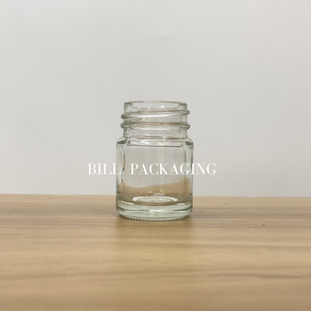 (แพ็ค10ใบ) ขวดแก้วยาหม่อง 15ml. พร้อมฝา28mm. (ฝา5แบบ) [รหัสขวด:W35]