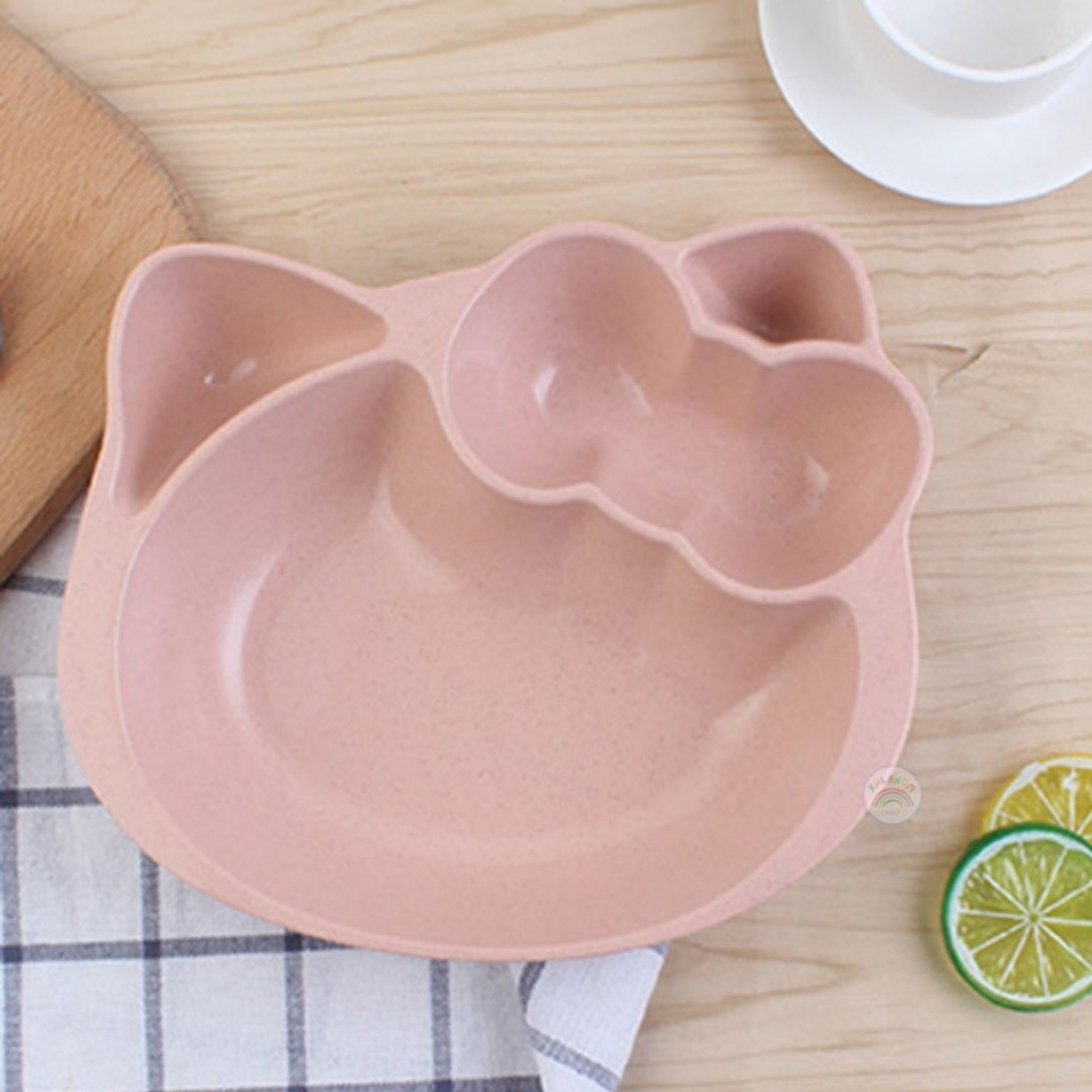 ถาดหลุม ถาดอาหารเด็ก ขนาด 17.5-20 cm.จานคิตตี้ รูปหมี วัสดุฟางข้าวสาลี มีทั้งหมด 4 สี สะอาดปลอดภัย แข็งแรง จานอาหารเด็ก - รูปที่ 3