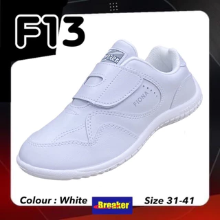 Breaker F13 รองเท้าผ้าใบ Size 31-41 เทปเดี่ยว สีขาว/ดำ