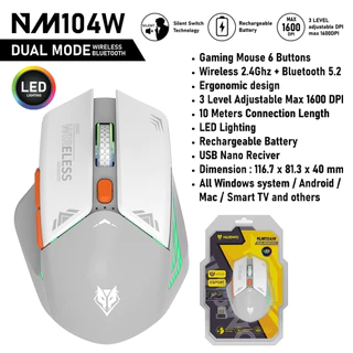 เมาส์เกมมิ่งไร้สาย Nubwo NM-104W Wireless & NM-105W Bluetooth Gaming Mouse แบตในตัว มีไฟ LED ประกัน 1 ปี เม้าส์บลูธูท