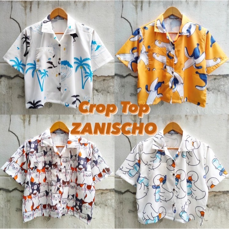 เสื้อฮาวายไหมอิตาลี ทรงครอป ผ้าเนื้อบางเบา ใส่สบาย