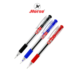 Horse(ตราม้า) ปากกาลูกลื่น กด ตราม้า 0.7 mm. H-801 ด้ามใส มีสีน้ำเงิน/ดำ/แดง จำนวน 1 ด้าม