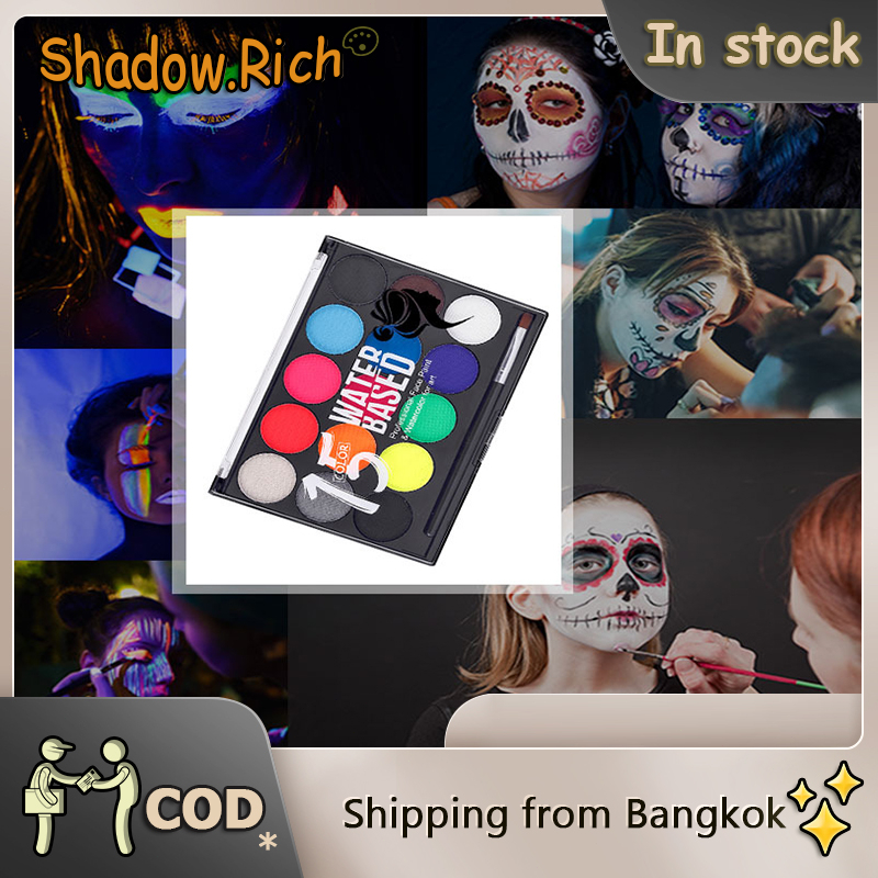 Shadow.Rich Face Paint Makeup Set Halloween Body Paint Vampire Zombie Skeleton 12/15Colors Art Body Paint for Halloween