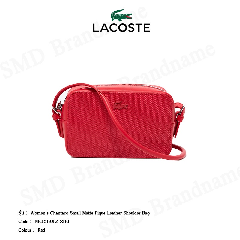 Lacoste กระเป๋าสะพายข้างหญิง รุ่น Women’s Chantaco Small Matte Pique Leather Shoulder Bag Code : NF3560LZ 280