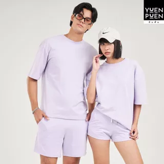 YuenPuen เสื้อยืด Oversize สีลาเวนเดอร์ ยืนพื้น ไม่ยืด ไม่ย้วย เสื้อสีพื้น เสื้อโอเวอร์ไซส์ ผ้านุ่ม
