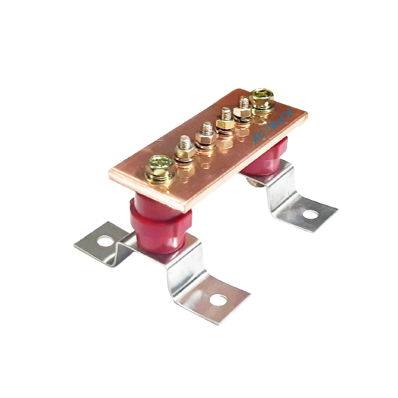 บัสบาร์กราวด์ ก.50 x 6 mm.แบบเจาะเรียง พร้อมลูกถ้วยบัสบาร์ Ground Bars Kits with Insulator 4H Type 50x6 mm.