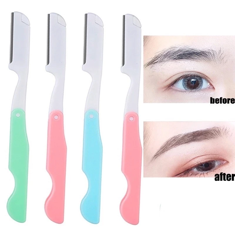 E130 มีดกันคิ้ว พับได้ แบบพกพา 1 ชิ้น คละสี