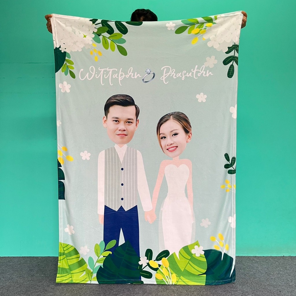 ผ้าห่มสกรีนลาย ใส่ภาพของคุณเองได้ ขนาด100x150 cm
