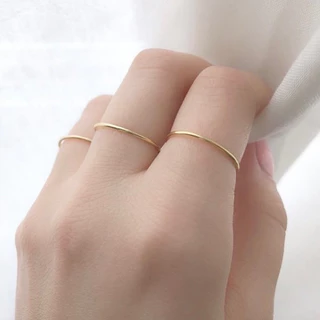 Winterwinter Silver925 : *แหวนเงินแท้925 เกาหลี แหวนเกลี้ยง เส้นกลมเรียบ 1 mm ( ขายดี )