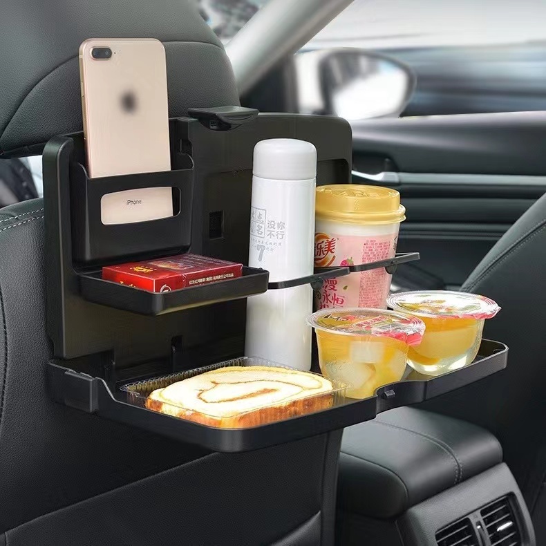 House Live ถาดวางอาหาร เครื่องดื่ม เบาะหลังรถ ในรถยนต์ Universal Black Car food tray folding dining 