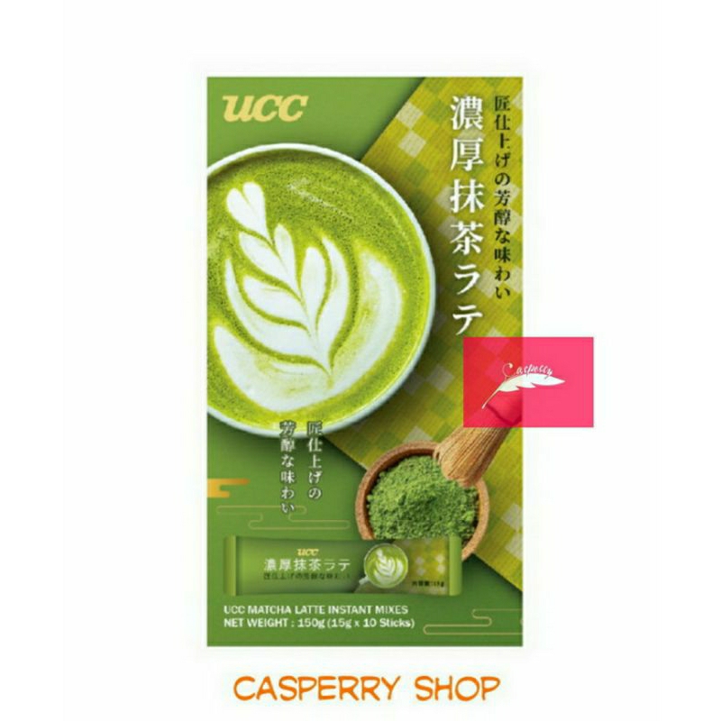 UCC Matcha Latte ชาเขียวปรุงสำเร็จ ยูซีซี มัทฉะลาเต้ 150g. (15g. x 10ซอง) นำเข้าจากญี่ปุ่น มีส่วนผสม