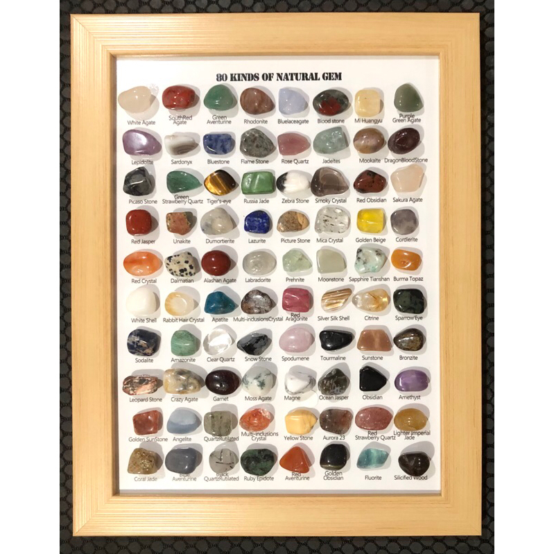ชุดตัวอย่างหิน หินและคริสตัลแท้ หินสีสวย 80 ชนิด Display of 80 Stones and Crystals- all real stones