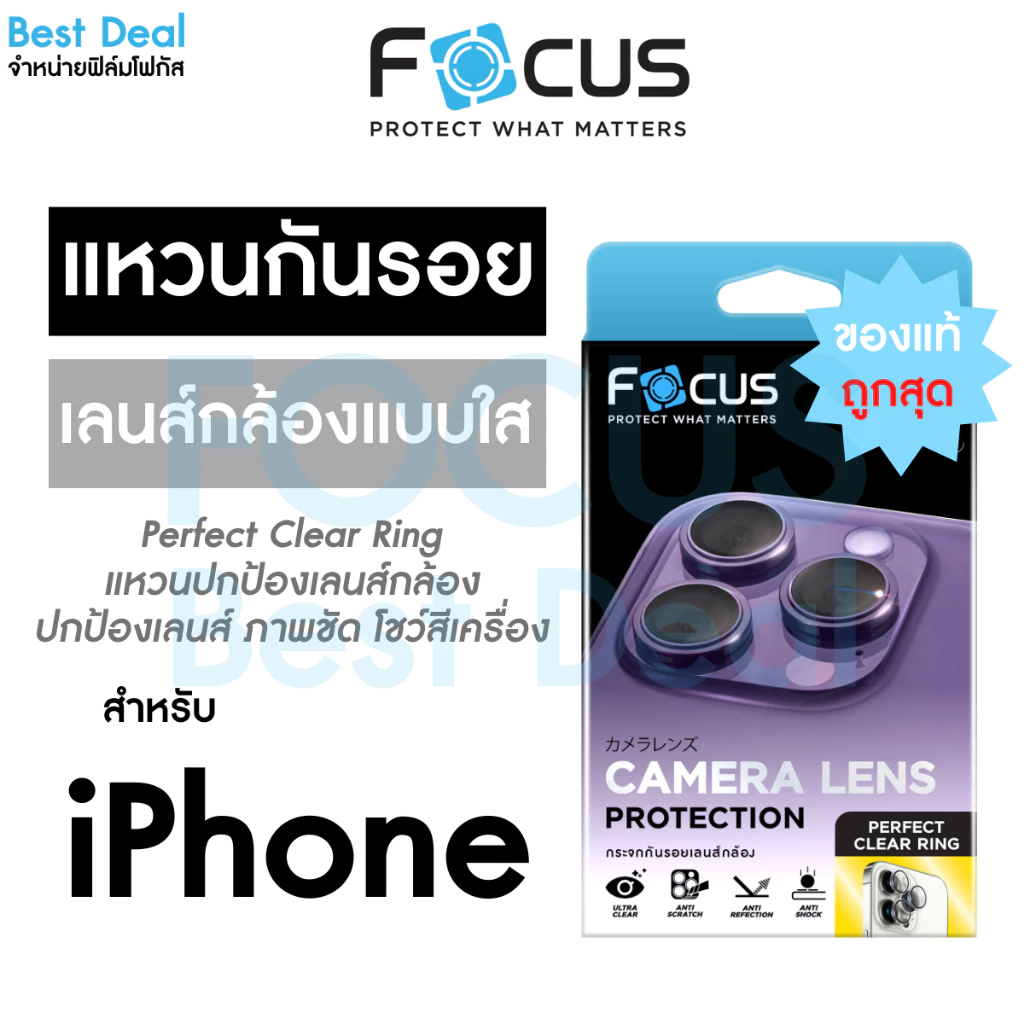 Focus Perfect Clear Ring แหวนกันรอยเลนส์กล้อง แบบใส สำหรับ iPhone 17e 17 17Air 17Pro 17ProMax 16e 16/Pl/Pro/PM 14 15 13