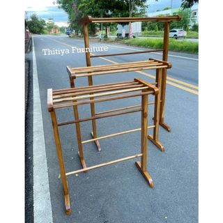 ราวตากผ้า ไม้สักแท้ พร้อมส่ง!!! ที่แขวนผ้า ตากผ้าเช็ดตัว งานเคลือบเงา กันน้ำ