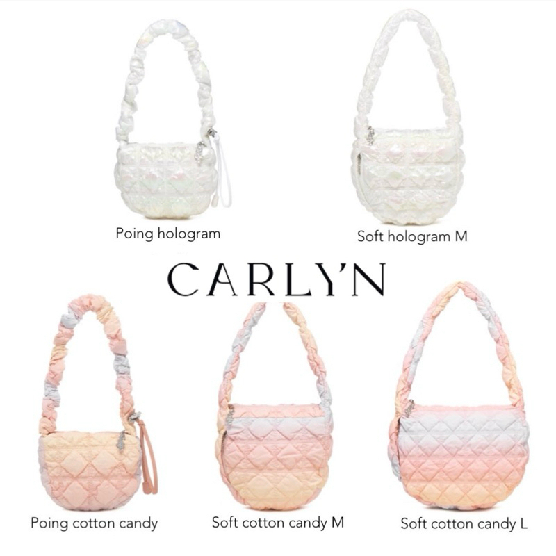 พร้อมส่ง กระเป๋า carlyn สี hologram / cotton candy รุ่น soft m / soft l / poing ของแท้ 100%