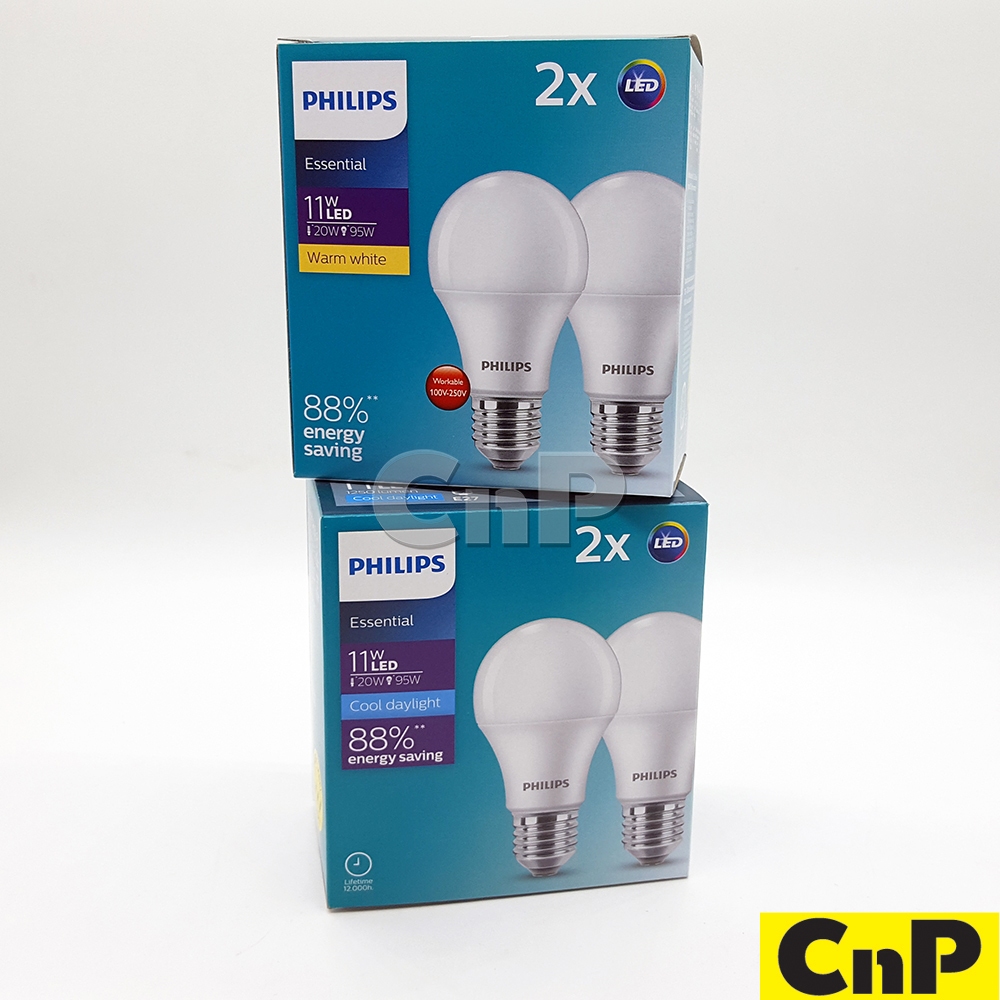 PHILIPS หลอดไฟ LED Bulb 11W รุ่น Essential แพ็คคู่!! (ราคารวม 2 หลอด)