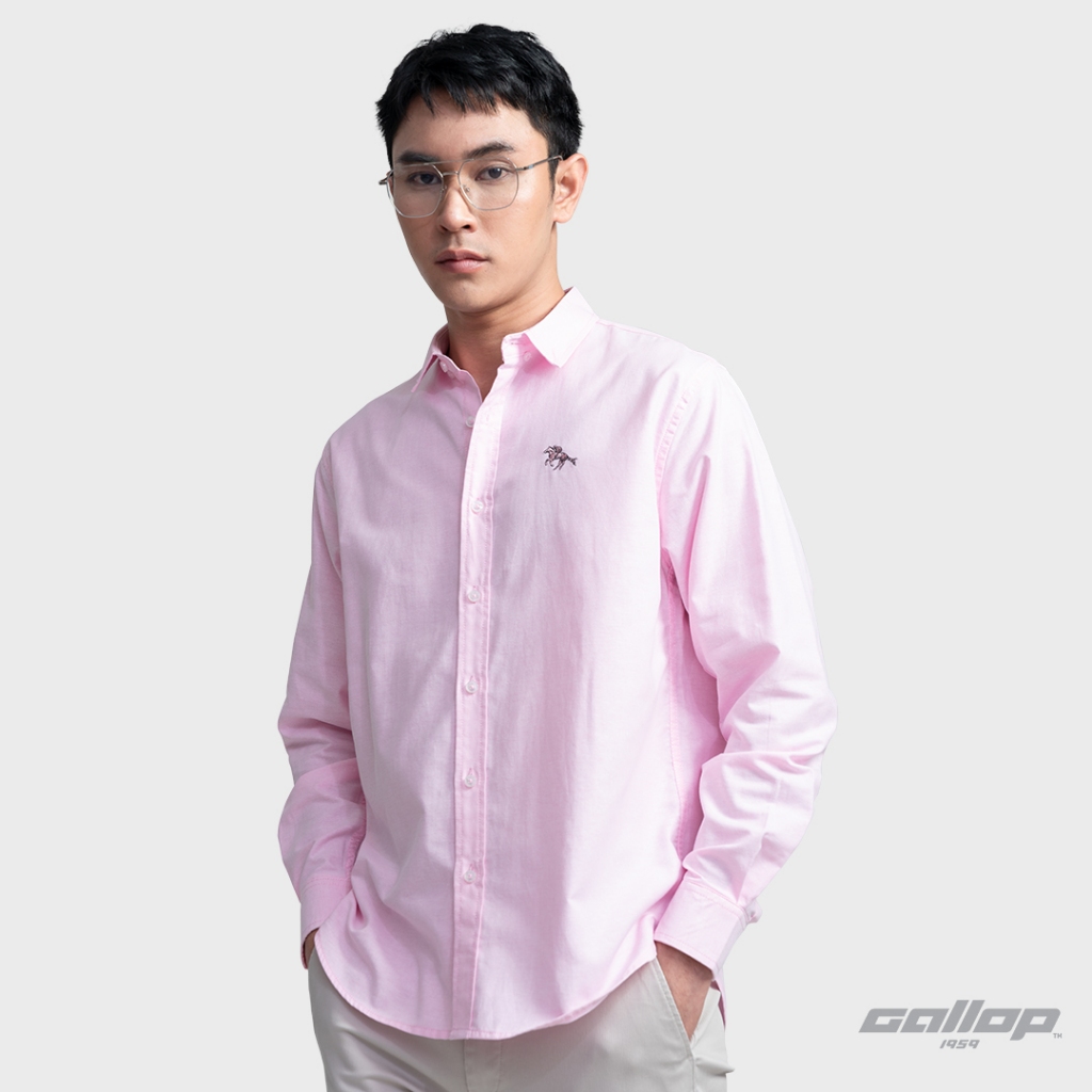 GALLOP : OXFORD CASUAL SHIRT เสื้อเชิ๊ตแขนยาว ผ้า OXFORD รุ่น GW9032 สี Carnation Pink - ชมพู / ราคาปกติ 2,190.-