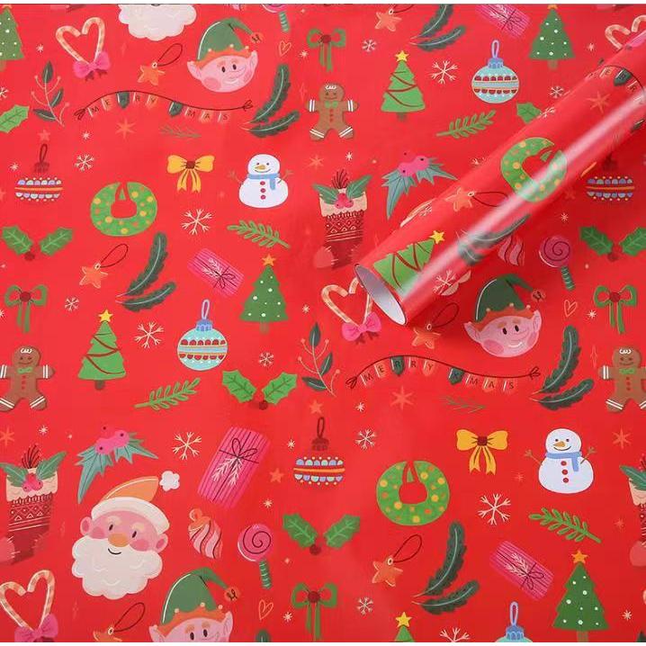 DIY กระดาษห่อของขวัญ ลายคริสต์มาส ขนาด 74*50 ซม.
