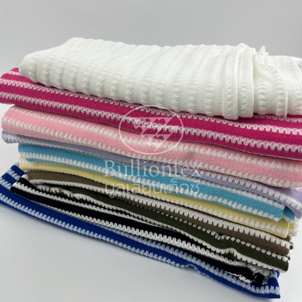 ผ้าริช คาร์ดิแกน สไตร์ท Rich Cardigan Stripe ผ้าไหมพรม ลายริ้วสลับสี ผิวสัมผัสนุ่ม ใส่สบาย ขนาด 1Kg - รูปที่ 6